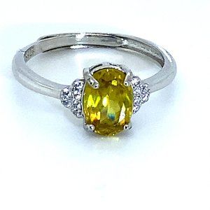 Sphene 1.25ct White Gold Finish Solid Silver Ring